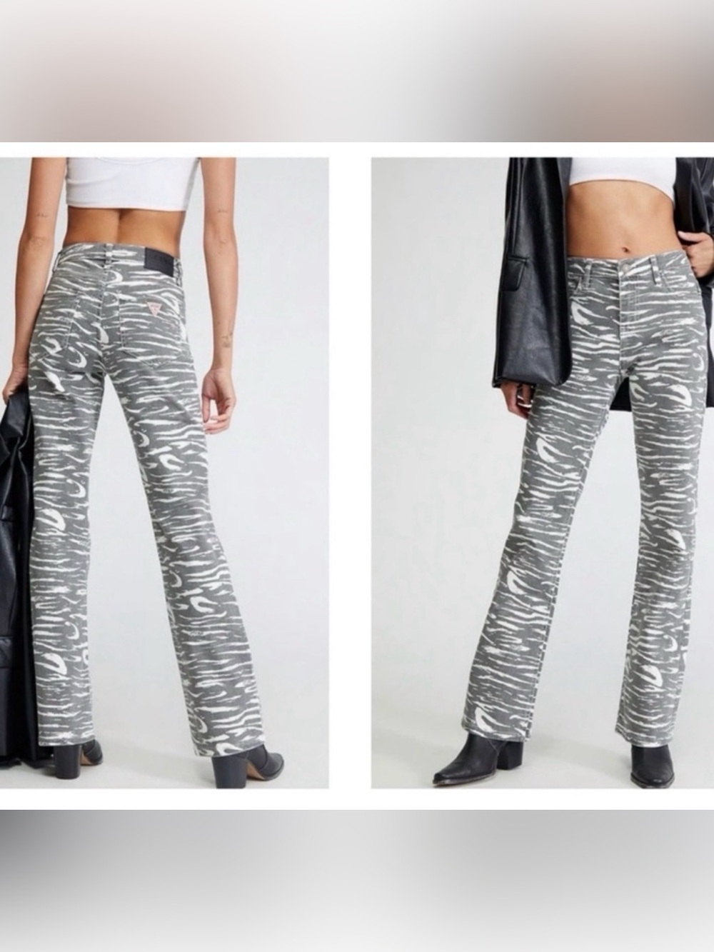 GUESS Originals Zebra Print Bootcut Jeans Size 27 NWT Mid Rise